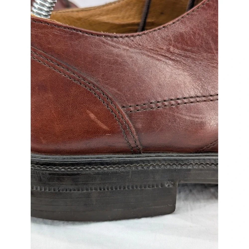Bacco‎ Bucci Mondial Mens Brown Leather Cap Toe Derby Oxford Shoes Italy Sz 9.5